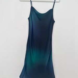 Aritzia black and green satin cowl neck mini dress (size 2XS)